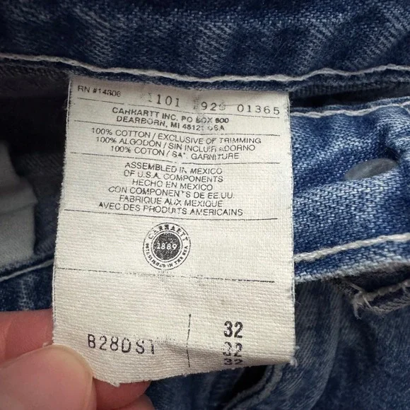 Vintage 2000's Carhartt Denim Carpenter Distressed Grunge Workwear Shorts Sz 32 - Picture 6 of 10